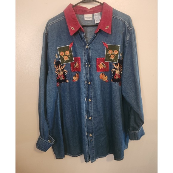 Bobbie Brooks Tops - Vintage Bobbie Brooks Womens Button Up Shirt Size‎ 22/24 Fall Embroidered